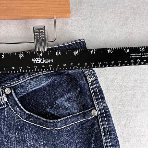 Cato Jeans Women 10 Straight Fading Rhinestones Flat Pocket Bold Topstitch Rodeo - Picture 13 of 16